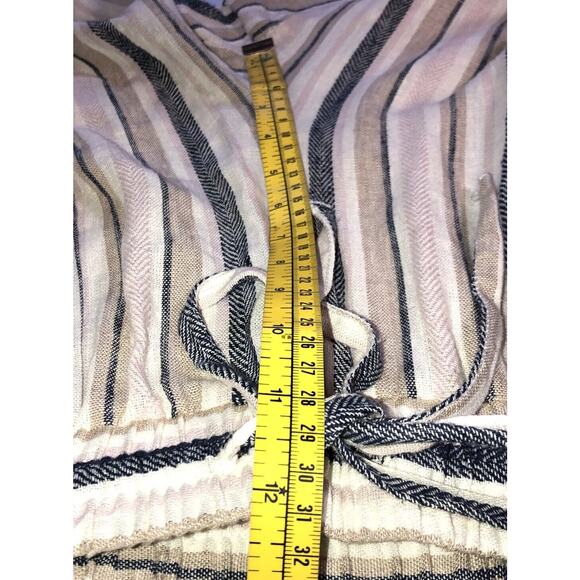 Marissa Olivia Linen Blend Stripe Boho Beach Pants Elastic Waist Pockets Size PL - Picture 9 of 9